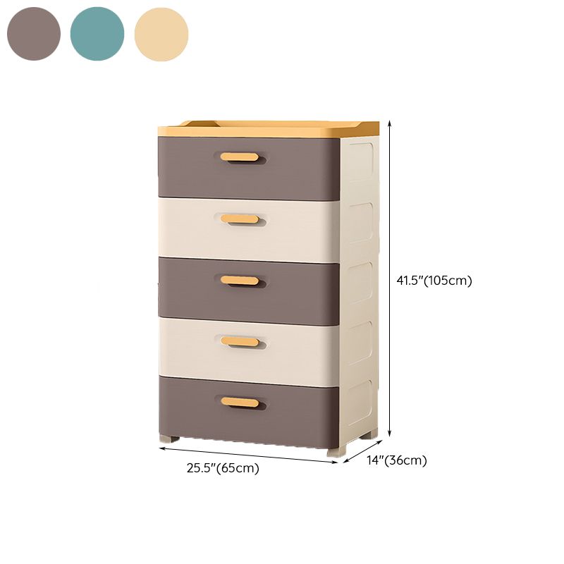 Plastic Scandinavian Nursery Dresser Chest Kids Nightstand with 5 Drawers