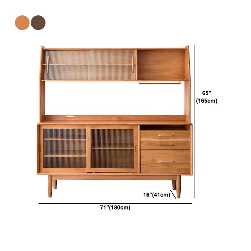 Pine Solid Wood Sideboard Buffet Contemporary Buffet Table with Drawers