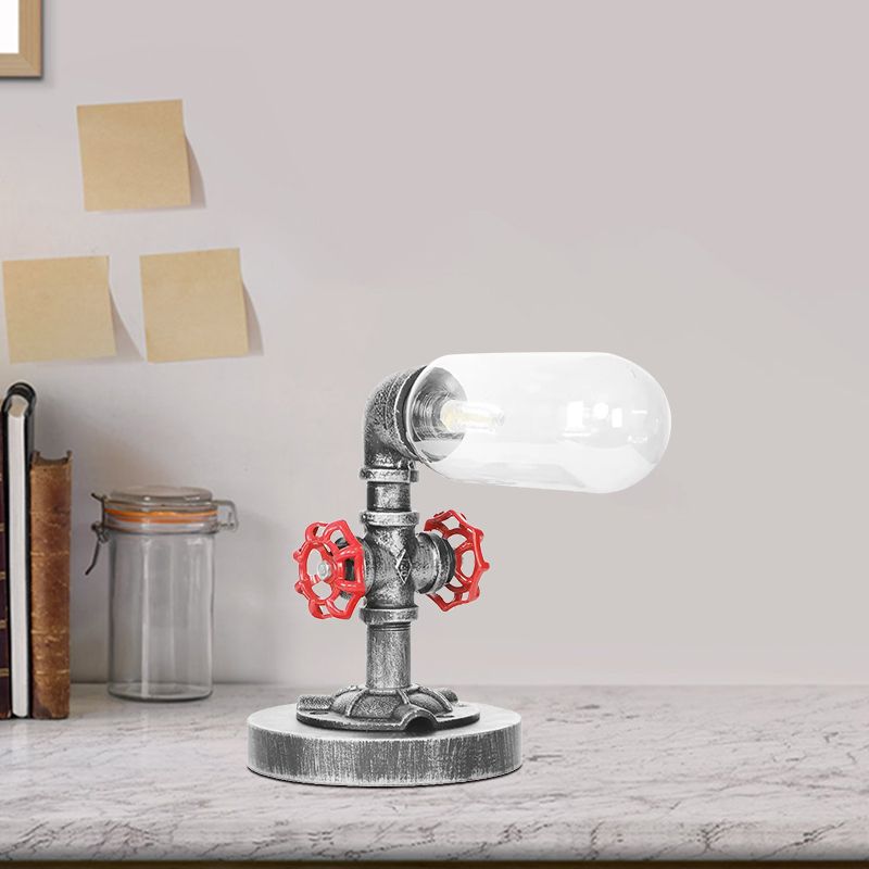 1/4/5-Bulb Capsule Shade Table Ligting Industrial Clear/Amber Glass Night Lamp for Bedroom