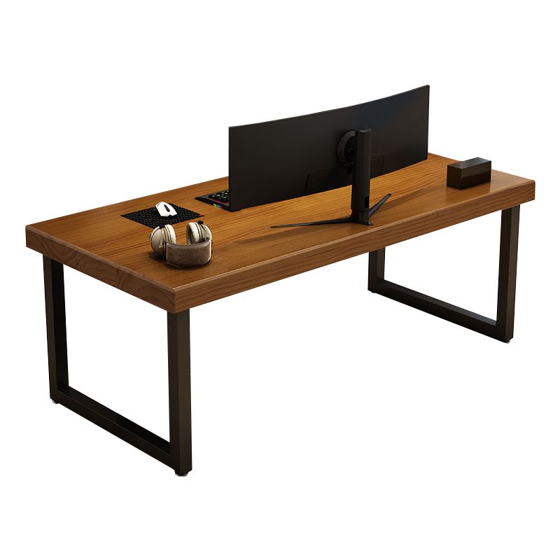 Contemporary Gaming Desk for Office 30"H Rectangular Desk in Gray/Brown