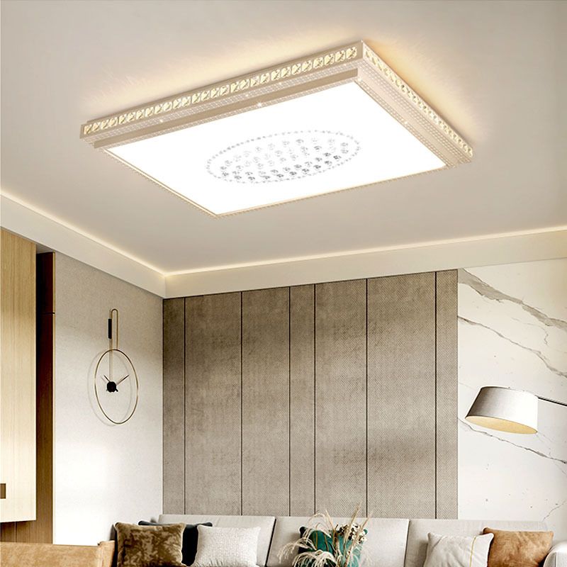 1 Light Geometric Flush Ceiling Light Minimal Crystal Flush Mount Fixture