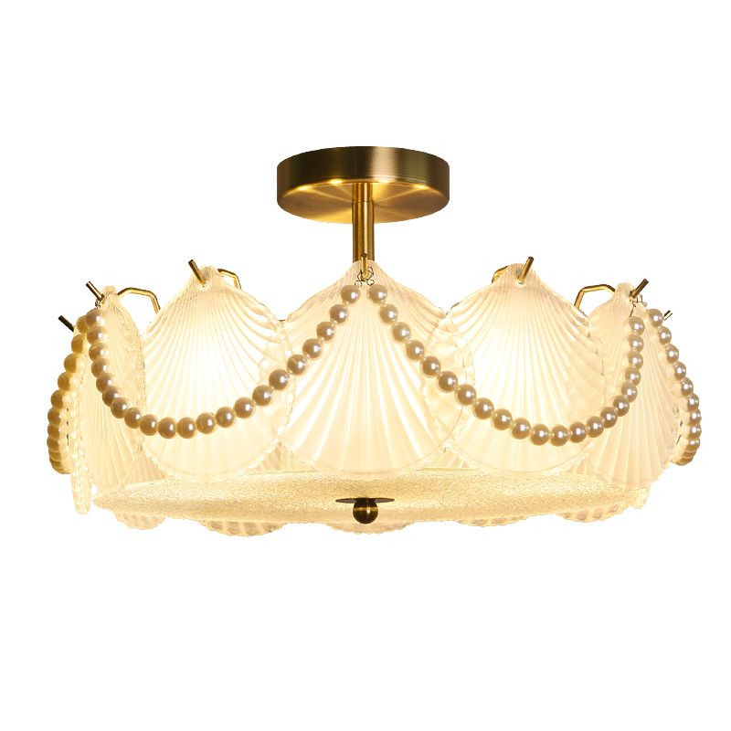 Glass Geometric Flush Mount Light Modern Multi Lights Flush Mount Ceiling Fixture in Gold