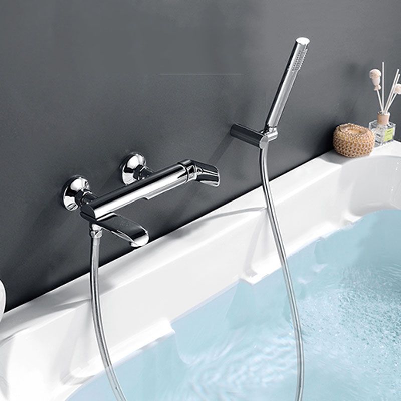 Modern Bathtub Faucet Brass Handheld Shower Head Single Rod Handle Bathtub Faucet