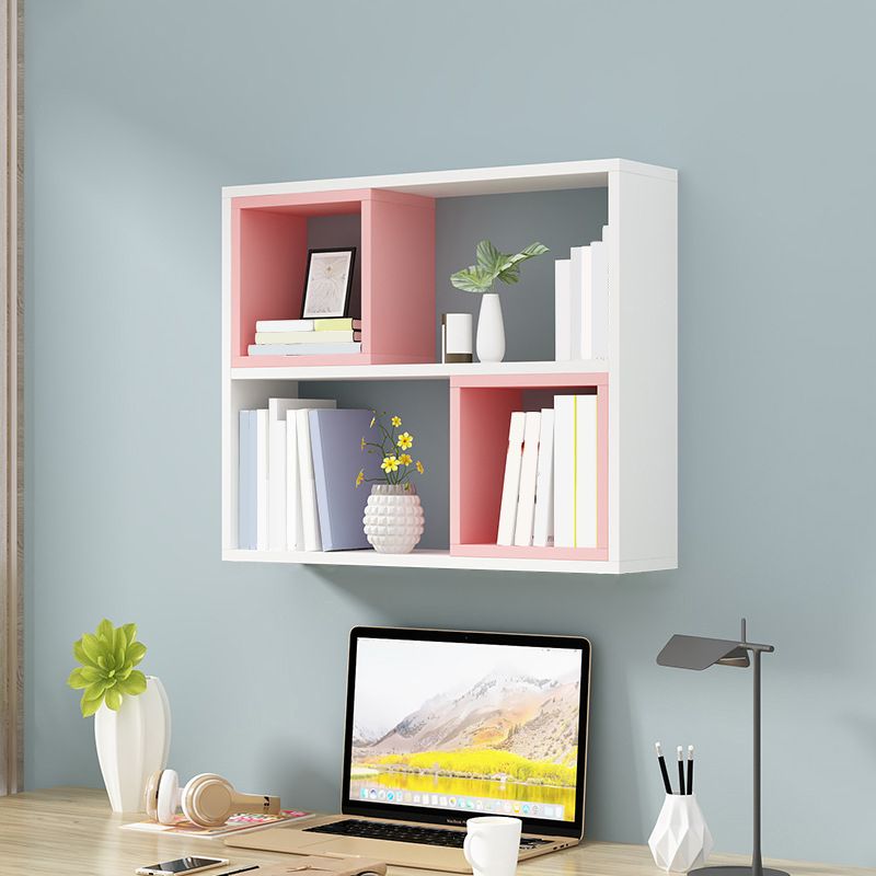 Modern Wall Mounted Shelf Bookcase Engineered Wood Home Bookshelf