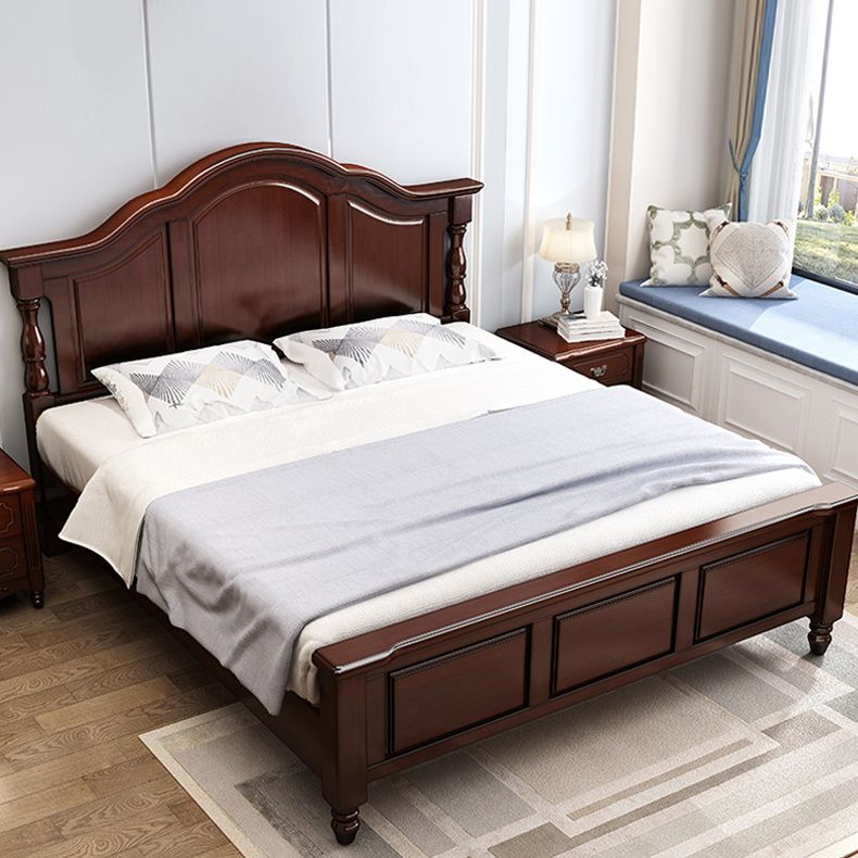 Victorian Camelback Wood Panel Bed 54.3-inch H Bed Frame with Headboard