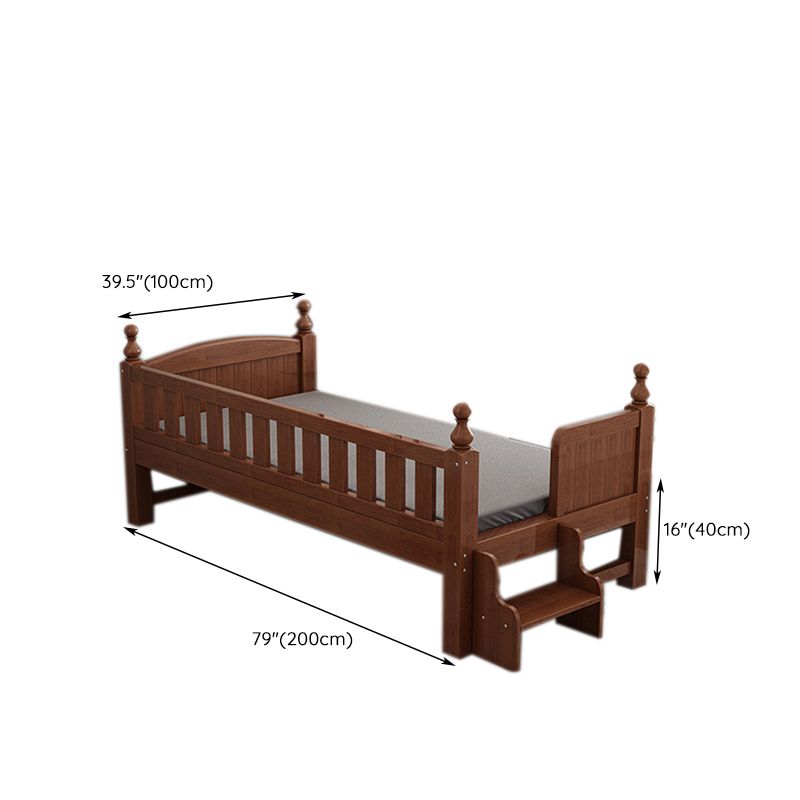 Convertible Nursery Crib Traditional Walnut Crib with Guardrail