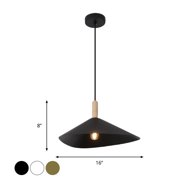 Pyramid Bedside Drop Pendant Vintage Iron 1 Head Black/White/Gold and Wood Ceiling Suspension Lamp