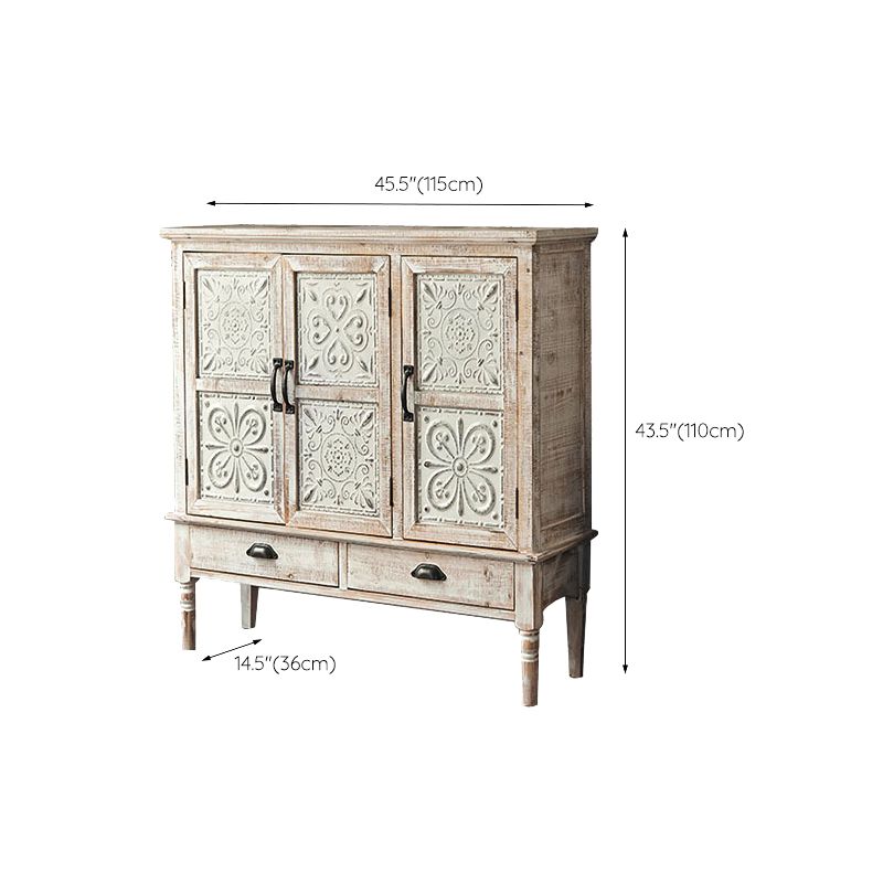 White Industrial Distressed Finish Cabinet with Drawer and Door