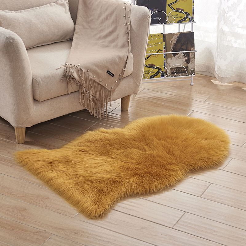 Fluffy Plain Rug Multi-Color Simplicity Rug Artificial Wool Pet-Friendly Easy Care Rug for Decor