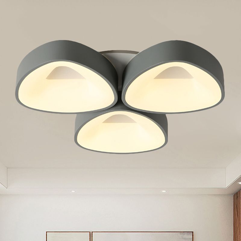 Coconut Gris Coque Flush Fixture Nordique 3/5 Feux Acrylique Ceiling Lamp en blanc / Warm / Natural Light