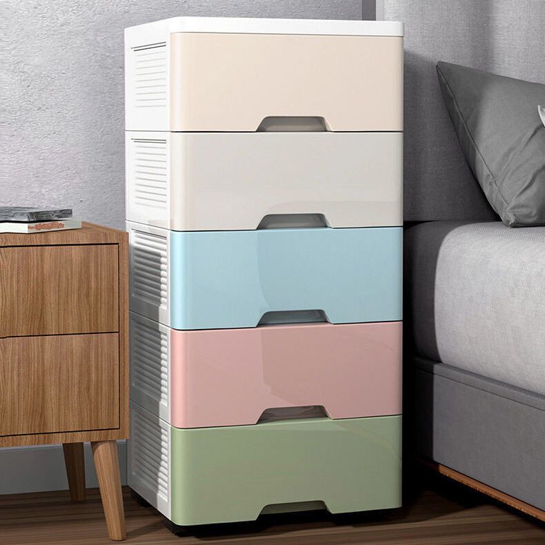 Plastic Kids Nightstand Modern Nursery Dresser with 5/6 Drawers