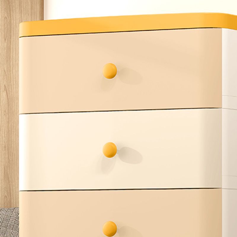 Nordic Vertical Kids Nightstand Plastic Nursery Dresser with 5 Drawers for Home