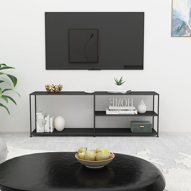 12.99"D TV Stand Industrial Style Open Storage TV Console with 3-shelf