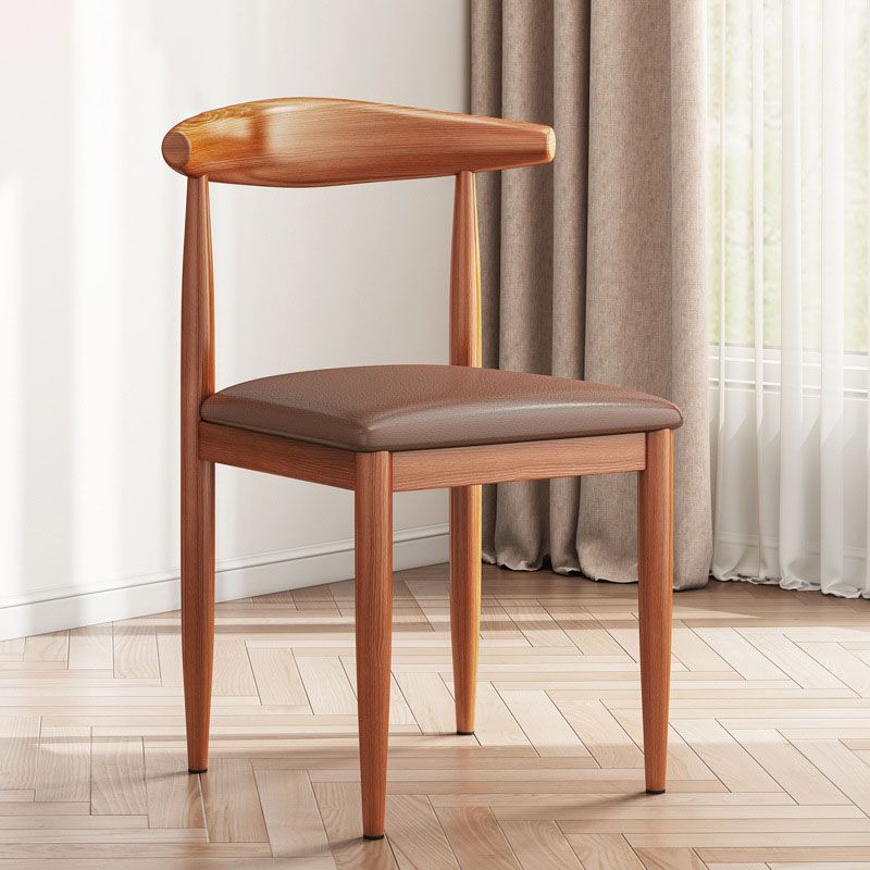 Contemporary Style Dining Open Back Chair Armless Chair with Metal Legs