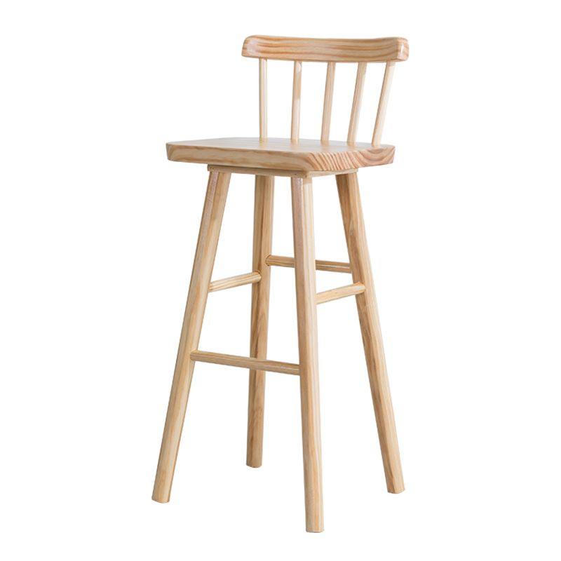 Modern Indoor Counter Stool Natural Solid Wood Square Counter Bar Stool