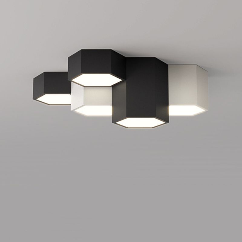 Acryl geometrische LED-inbouw in moderne eenvoud smeedijzeren plafondlamp in zwart en wit