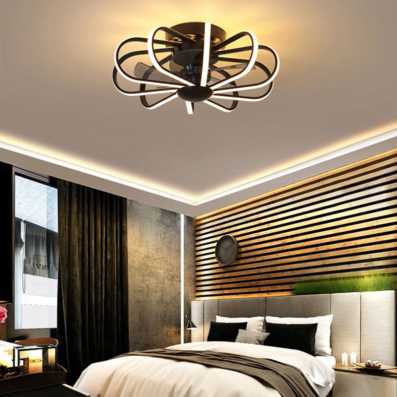 Metal Ceiling Fan Lamp Simplicity Style LED Ceiling Lighting for Bedroom