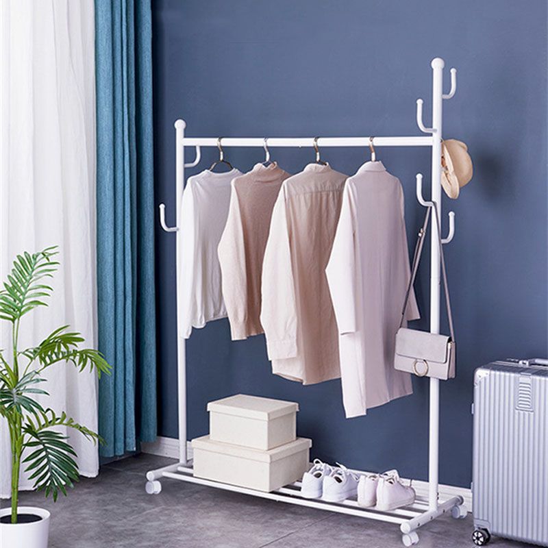 Contemporary Metal Coat Hanger Standing Storage Shelving Coat Rack with Coat Hooks