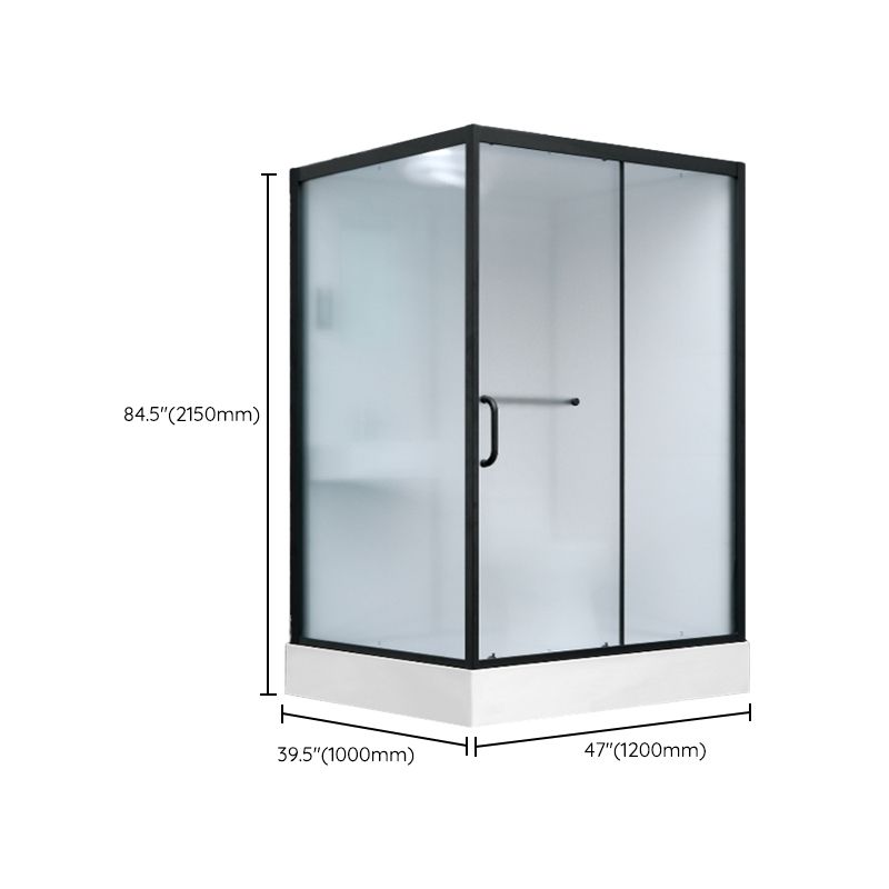 Shower Enclosure Clear Framed Single Sliding Rectangle Black Shower Stall