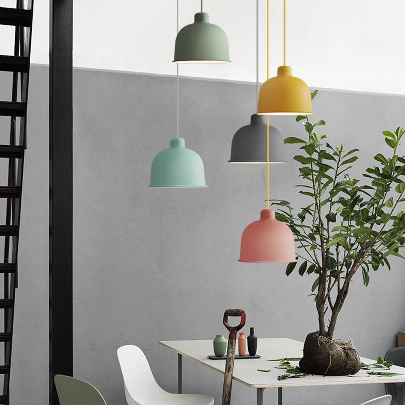 Colorful Dome Pendant Light Modern Metal Hanging Pendant for Living Room