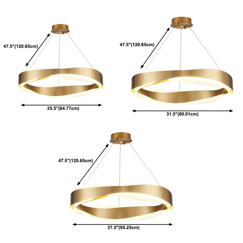 1-Light Suspension Light Postmodern Ring Shape Metal Chandelier Light Fixtures in Gold