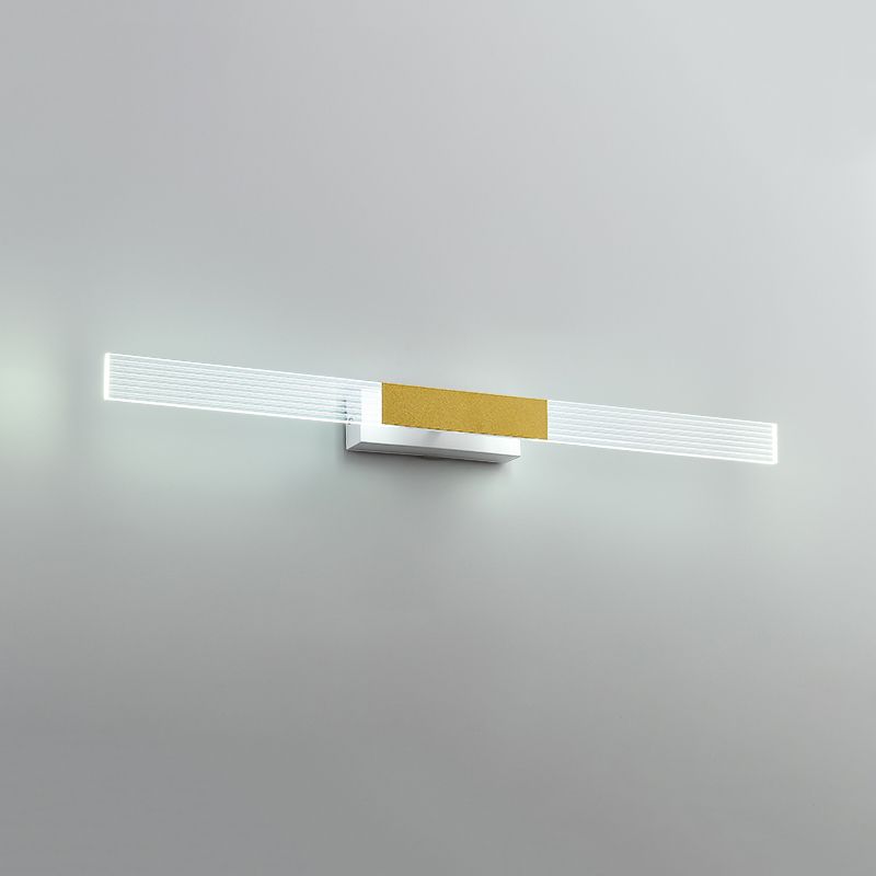 Strip Vanity Mirror Light Minimalist Acrylic LED Bath Wall Mount Lighting in Gold