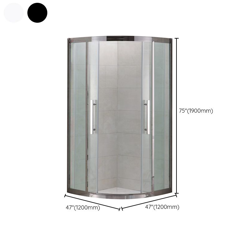 Shower Enclosure Semi-Frameless Double Sliding Neo-Angle Black  Door Handles Shower Stall