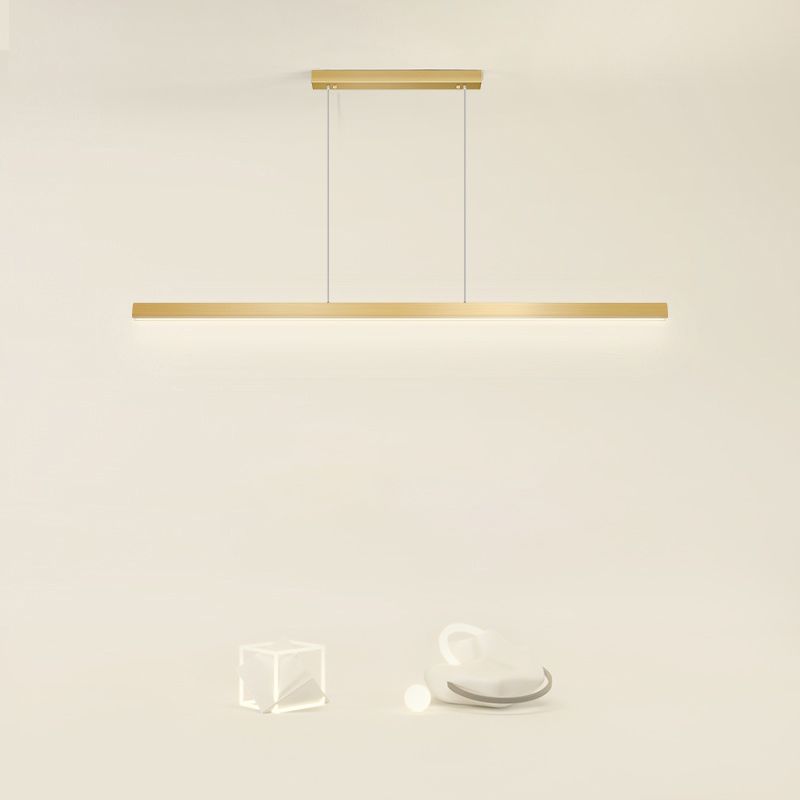 Contemporary Linear Shape Pendant Light Metal 1 Light Pendant Lighting Fixture in Gold