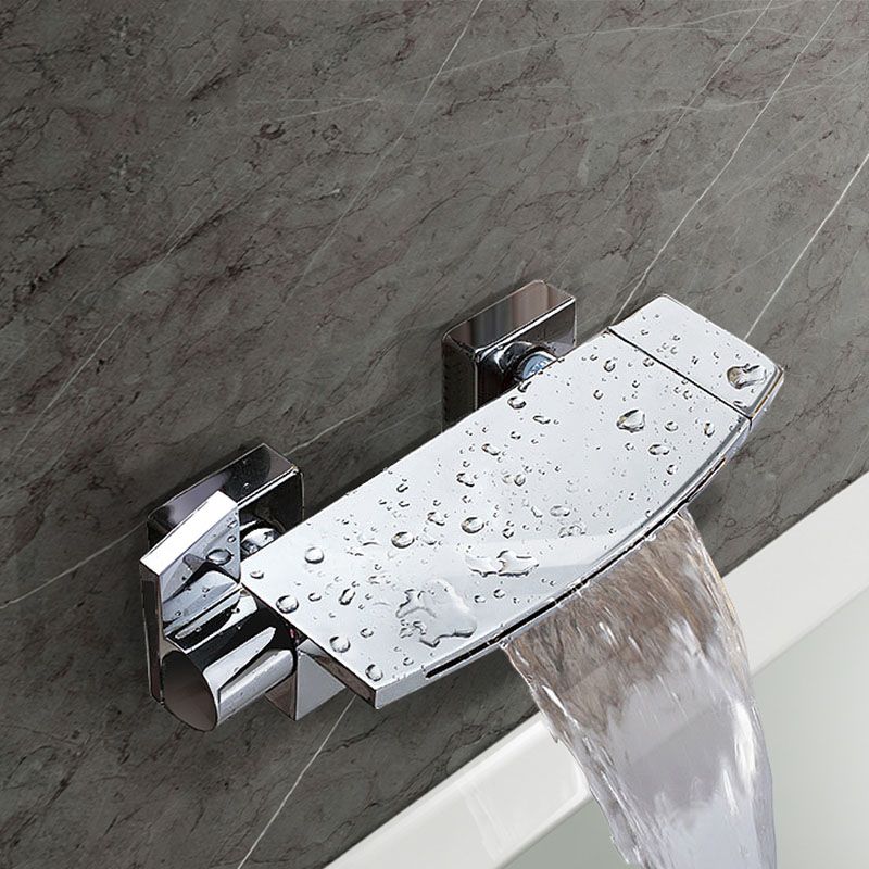 Modern Waterfall Bath Faucet Solid Color Wall Mounted Bathroom Faucet