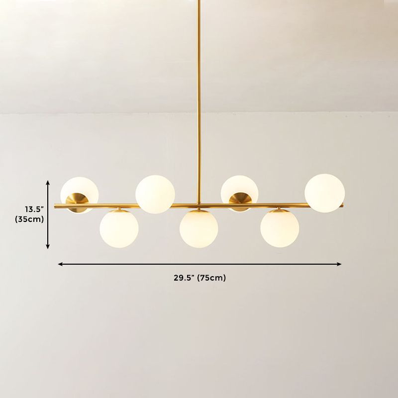 Poliertes Messing Kücheninsel Licht 7 Licht Einfache Designglas schattierter Kronleuchter