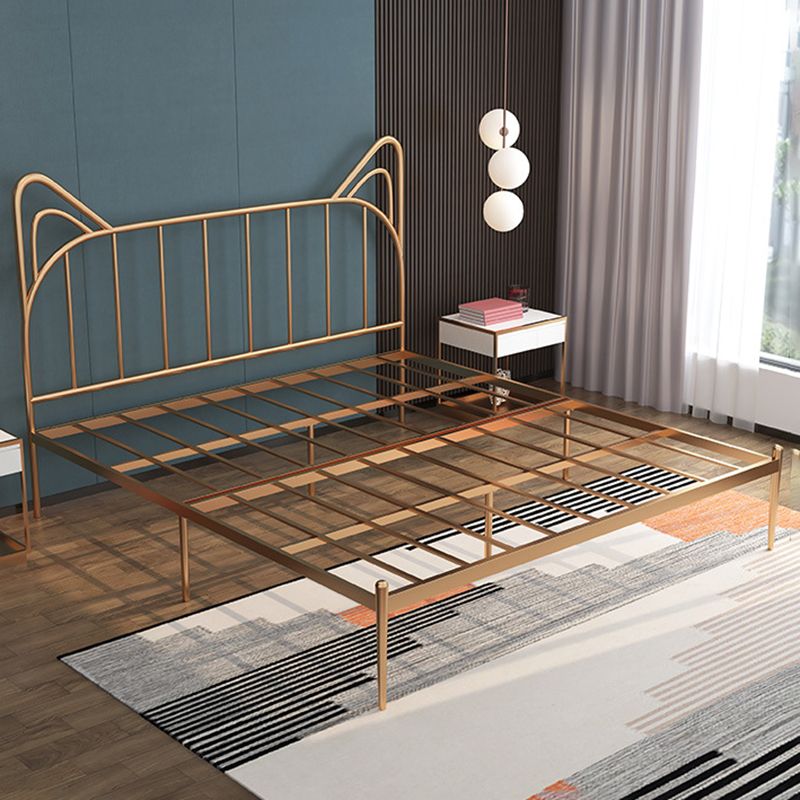 Modern Steel Standard Bed with Spindle Headboard in Pink Animals Theme