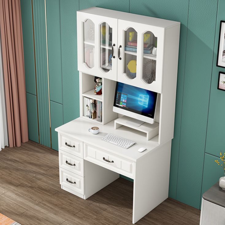 Contemporary Student Desk with 4 Drawers and Storage Shelves