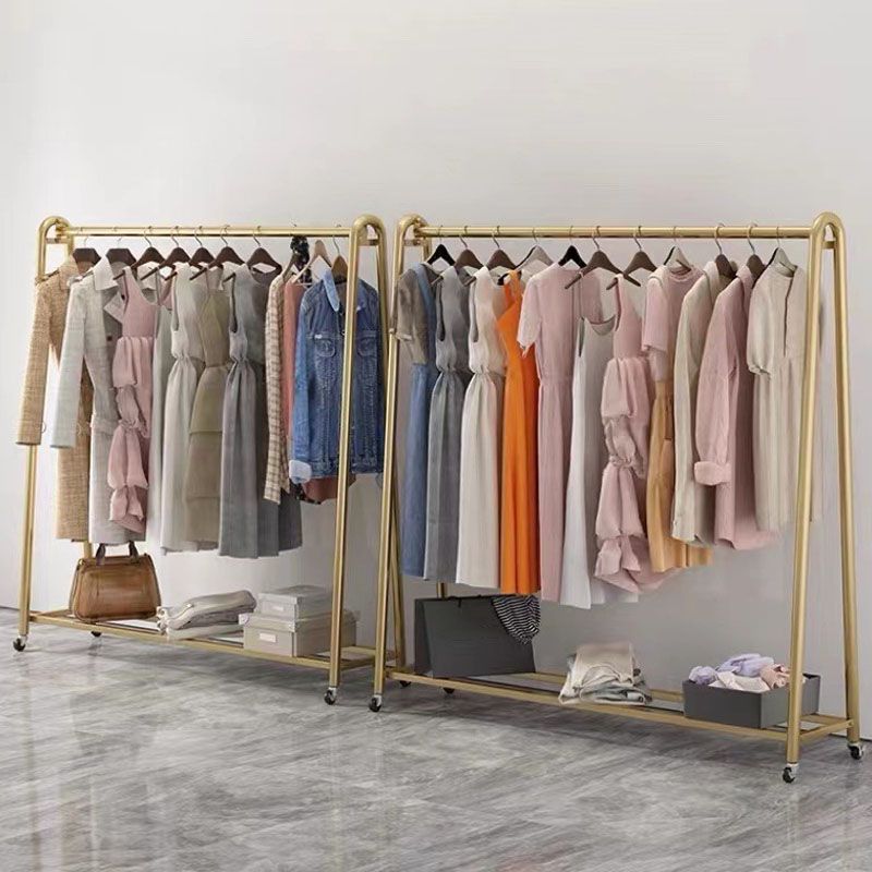 Modern Style Coat Rack Metallic Free Standing Coat Rack With Storage Shelving