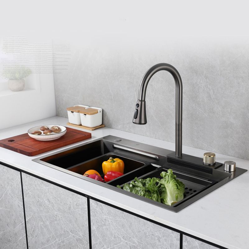 Contemporary Kitchen Sink Stainless Steel Rectangular Shape Kitchen Sink