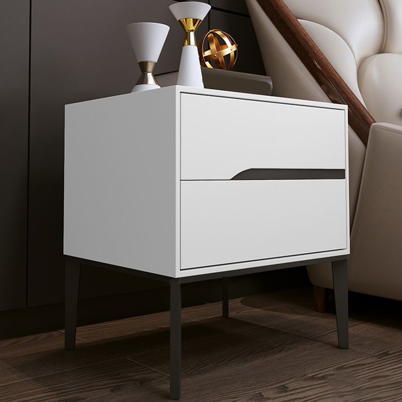 Solid Wood Modern Night Table 2 Drawer Bed Nightstand for Bedroom