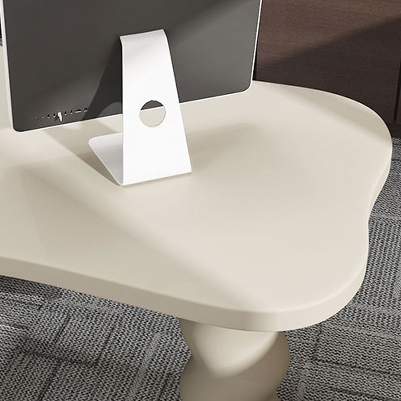 Contemporary Wood Office Desk Irregular Shape Task Desk with 3 Legs in White/Black/Grey