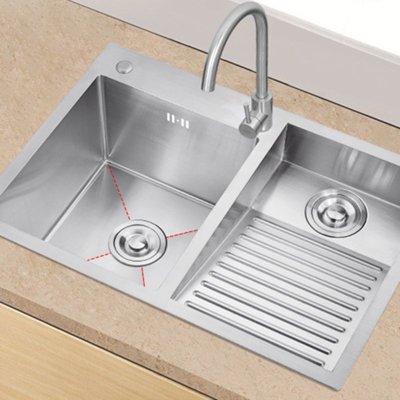 Modern Kitchen Sink Stainless Steel Double Sink with Accessories and Faucet Workstation