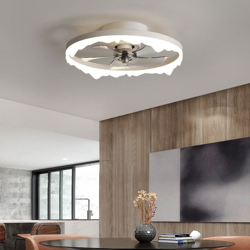 Modernism Metal LED Ceiling Fan White/Black Fan with Light for Room