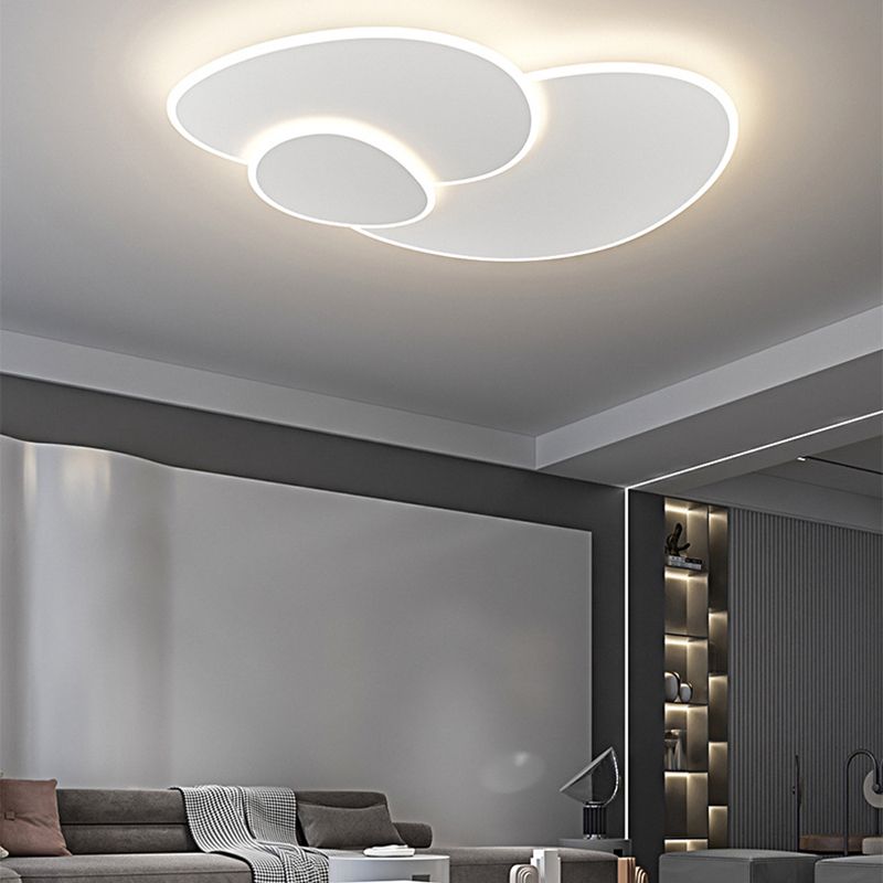 3 - Light LED Flush Mount in Matte White Contemporary Iron and Acrylic Ceiling Flush