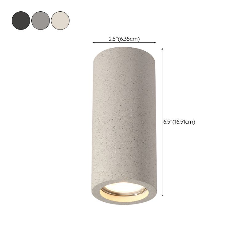 Cement Cylinder Flush Mount Minimalist 1 - Light Ceiling Flush in White / Grey