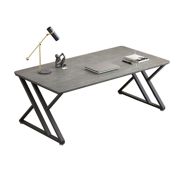 Modern Style Office Desk Sintered Stone Writing Desk with Metal Legs for Home