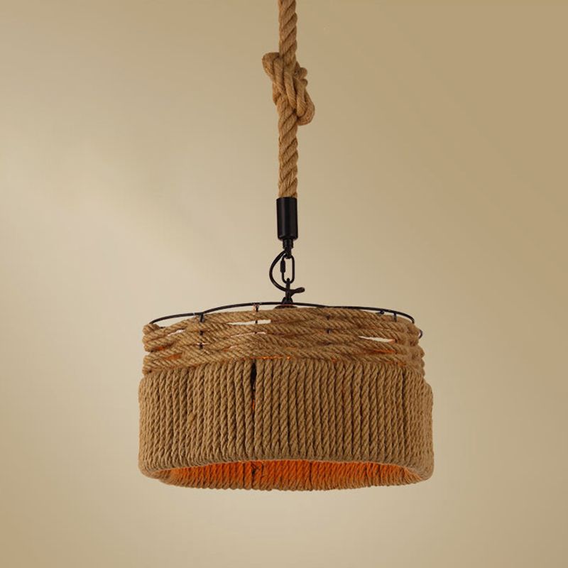 Rope Beige Pendant Lighting Fixture Shaded Industrial Style Pendant Light Fixture