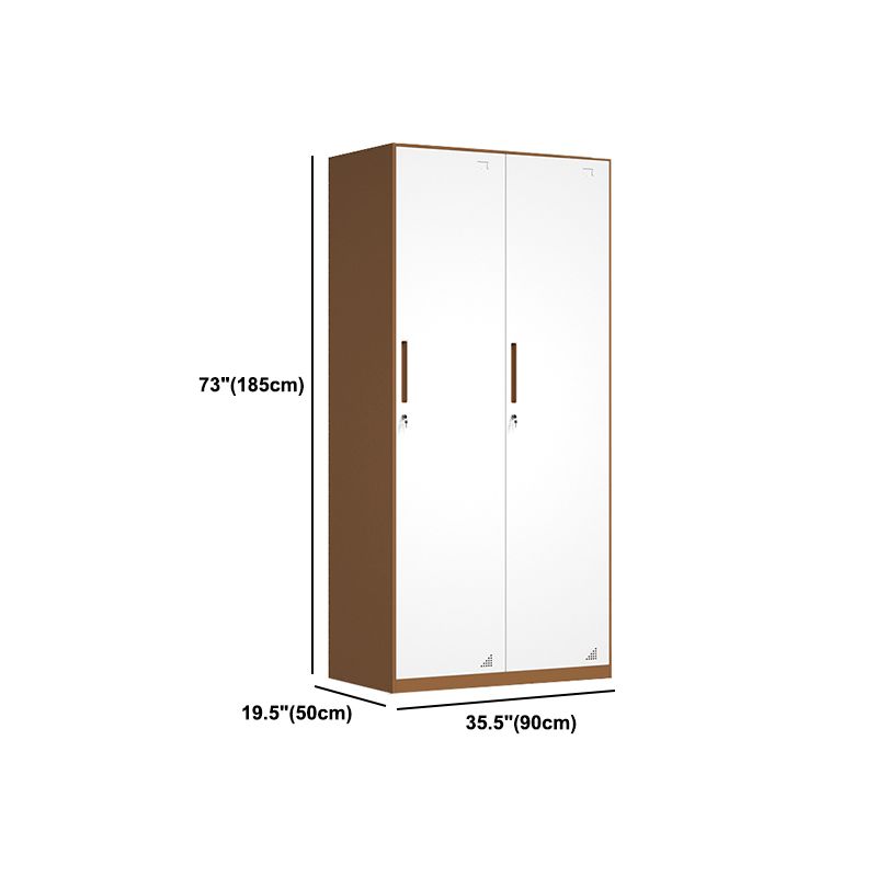 White and Brown Wardrobe Cabinet Modern Steel Wardrobe Armoire