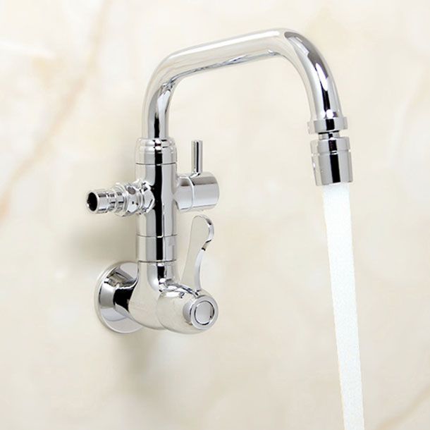 Modern Pull Down Single Handle Kitchen Faucet Wall-mounted Faucet in Chrome