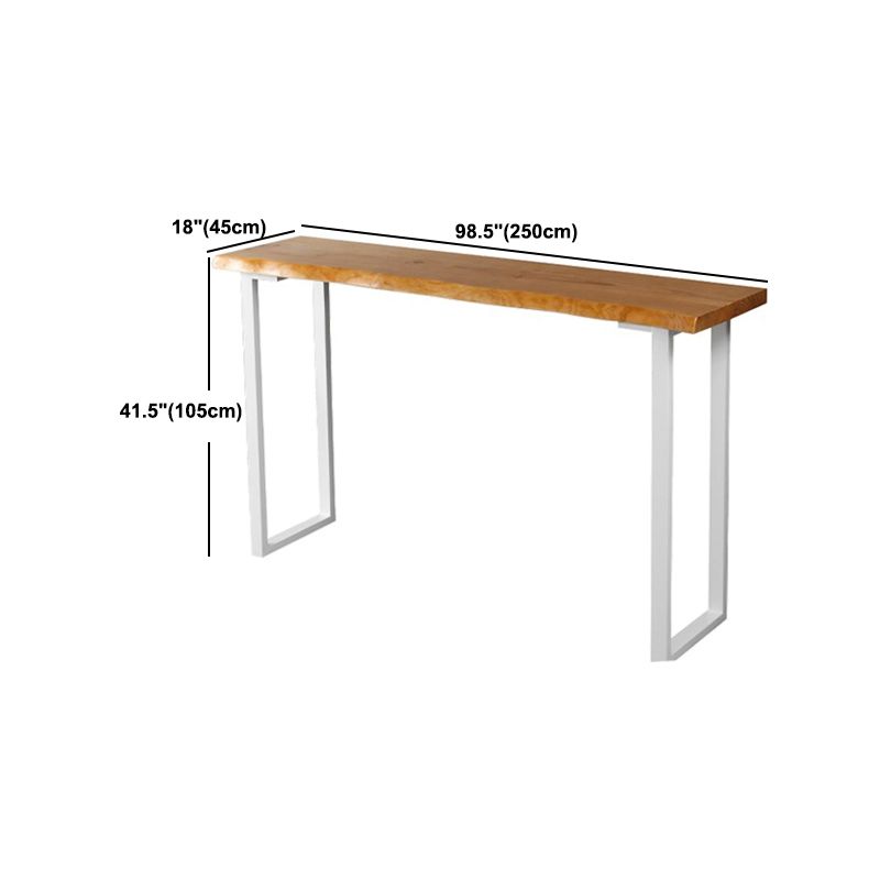 Contemporary Pub Table with Sled Rectangle Pine Wood Top Bar Table