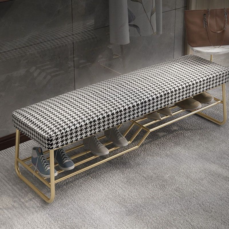 Glam Rectangle Seating Bench Cushioned Shoe Storage Entryway and Bedroom Bench