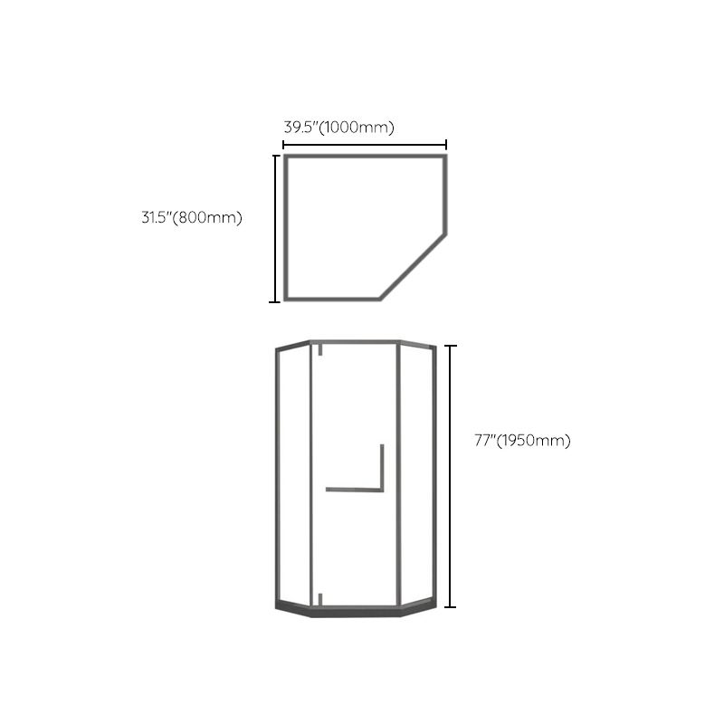 Contemporary Black Shower Enclosure Neo-Angle Semi-Frameless Clear Shower Enclosure