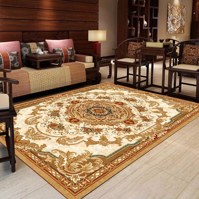 Multicolor Vintage Rug Polypropylene Geometric Area Rug Anti-Slip Backing Washable Carpet for Room