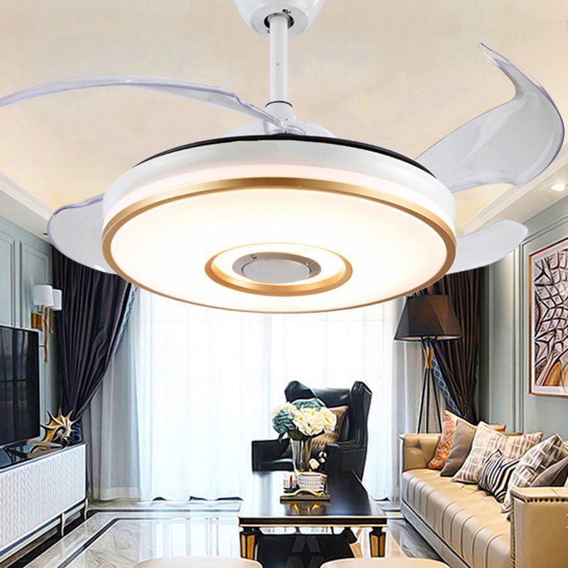 White and Gold Ceiling Fan Light Metal & Acrylic Fan Ceiling Fixture