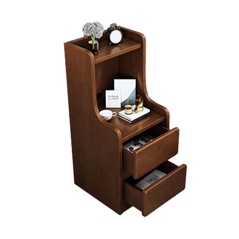 Solid Wood Bedside Table Modern Minimalist Open Bedside Table with Drawers